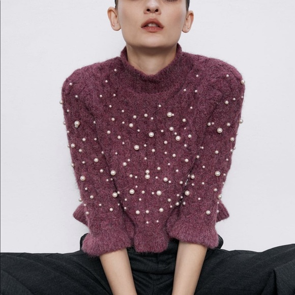 ZARA BNWT Alpaca Blend Pearl Sweater - Picture 2 of 9
